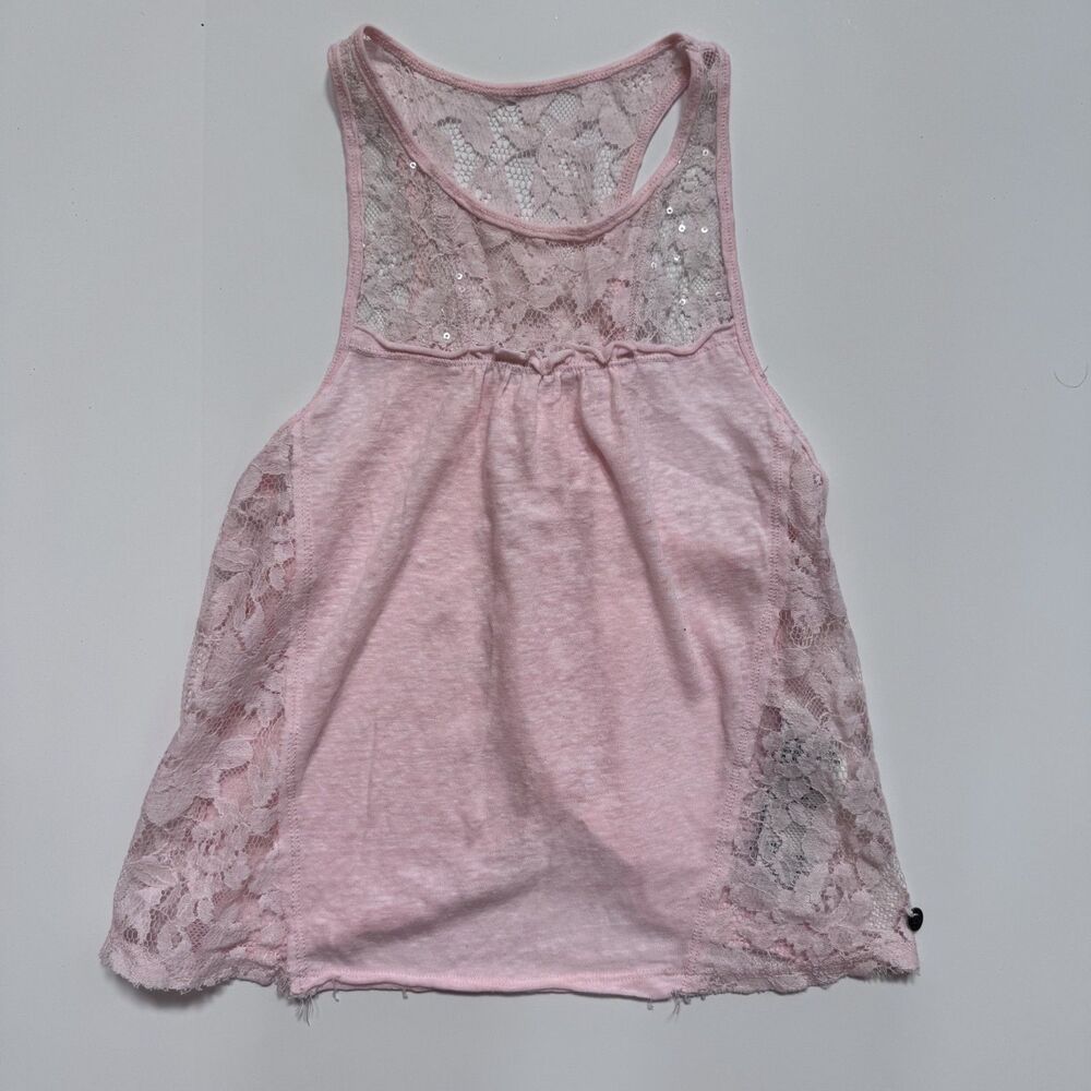 abercrombie kids girl size small tank top shirt lace pink